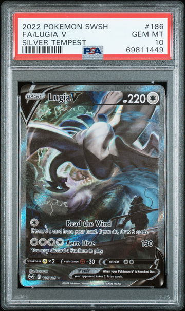2022 Pokemon Sword and Shield Silver Tempest Lugia V #186 /195 PSA 10