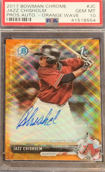 2017 Jazz Chisholm Bowman Chrome Orange Wave Refractor 25/25 PSA 10