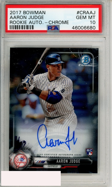 2017 BOWMAN ROOKIE AUTOGRAPHS AARON JUDGE #CRAAJ CHROME PSA 10 RC