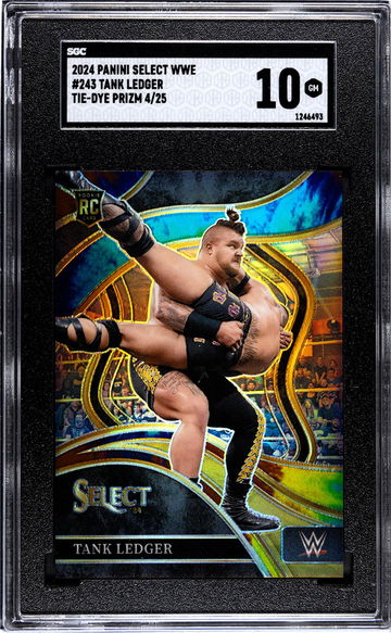2024 Panini Select WWE Tie-Dye Prizm Tank Ledger #243 RC /25 SGC 10