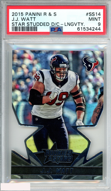 2015 PANINI ROOKIES STARS JJ WATT #SS14 STAR STUDDED  LONGEVITY PSA 9 MT POP 1