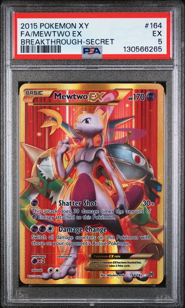 2015 Pokemon XY Breakthrough Secret Rare Mewtwo Ex #164 PSA 5