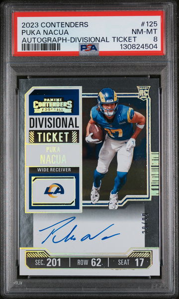 2023 Panini Contenders Autograph-Divisional Ticket Puka Nacua #125 PSA 8