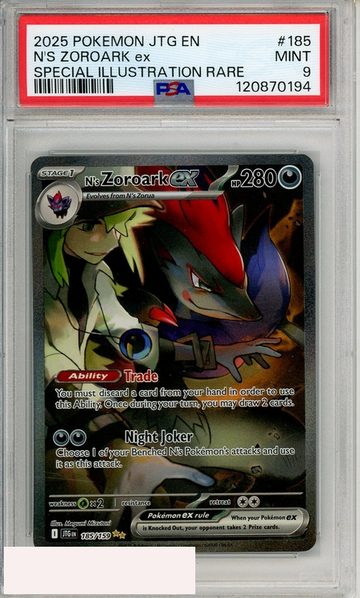 2025 POKEMON JTG EN-JOUR TOGETHER NS ZOROARK EX #185 SIR PSA 9 MINT