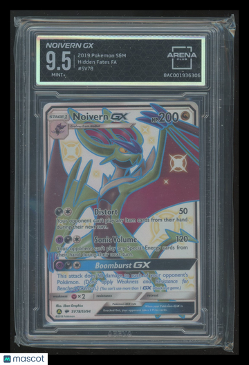 2019 Pokemon Hidden Fates Noivern GX Full Art / Arena Club 9.5 #SV78/SV94