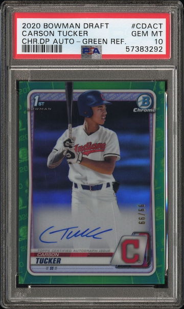 2020 Bowman Draft Chrome Carson Tucker Green Refractor Auto /99 PSA 10 Gem-Mint