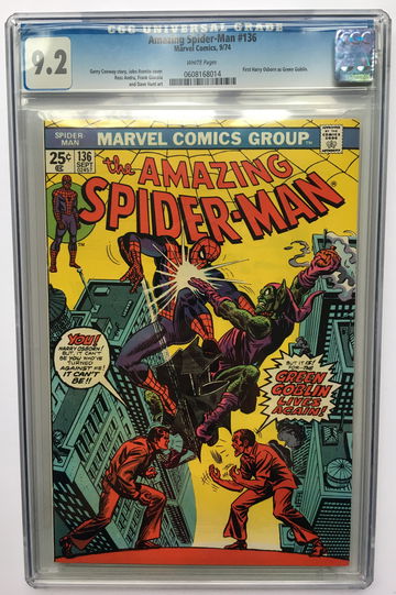 AMAZING SPIDER-MAN #136 ( Early Holder; Low Number 060816814)CGC 9.2 1st Appearance Harry Osborn as GREEN GOBLIN