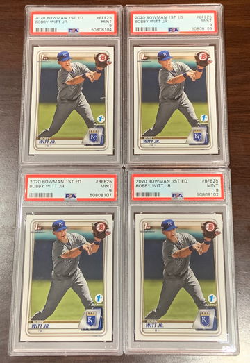 (4) 2020 Bowman 1st Edition Bobby Witt Jr. PSA 9