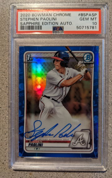 2020 Bowman Chrome Stephen Paolini Sapphire Blue Refractor Auto PSA 10