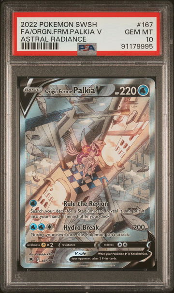 2022 Pokemon Sword and Shield Astral Radiance Origin Forme Palkia V #167 /189 PSA 10