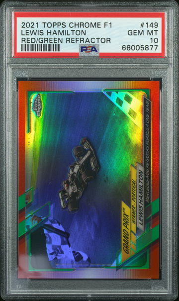 2021 Topps Chrome F1 Lewis Hamilton Red Green Refractor SP #149 Formula 1  Grand Prix Portugal Mercedes PSA 10