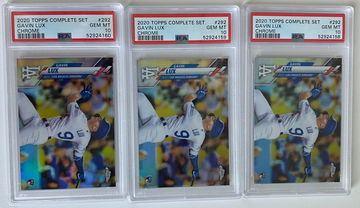 3x 2020 Topps Chrome Complete Set Gavin Lux RC Rookie Image Variation #292 Pop 27 PSA 10