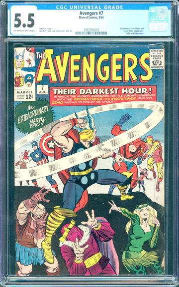 Avengers #7 (1964) CGC 5.5 -- O/w to white; Baron Zemo, Enchantress, Executioner