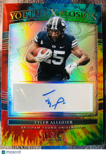 TYLER ALLGEIER 2022 Select Draft Picks Youth Explosion TIE-DYE AUTO SP /25 BYU