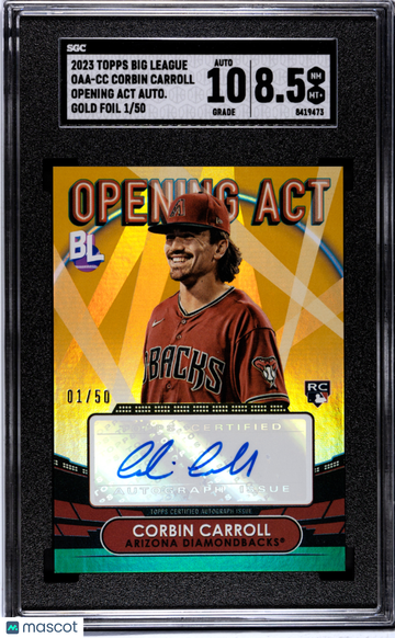 2023 Topps Big League Corbin Carroll #OAA-CC Opening Act Autograph Gold Foil SGC 8.5 Auto 10