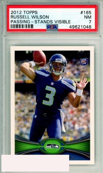 2012 TOPPS RUSSELL WILSON #165 PASSING-STANDS VISIBLE ROOKIE RC PSA 7 NM