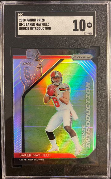 2018 Panini Prizm #RI-1 Baker Mayfield Rookie Introduction SGC 10 Gem Mint