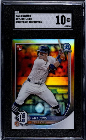 2025 Bowman #59 Jace Jung Red Rookie Redemption SGC 10