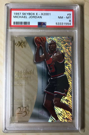 1997 Skybox E-X2001 Michael Jordan #9 Bulls PSA 8 NM-MINT Die-Cut Acetate