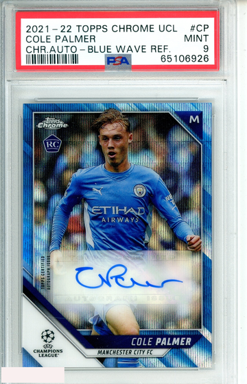 2021 TOPPS CHROME UEFA CHAMPIONS LEAGUE AUTO COLE PALMER #CP BLUE WAVE PSA 9