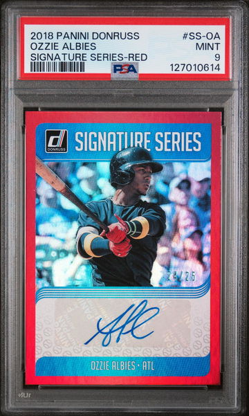 2018 Panini Donruss Signature Series Red Ozzie Albies #SS-OA /25 PSA 9