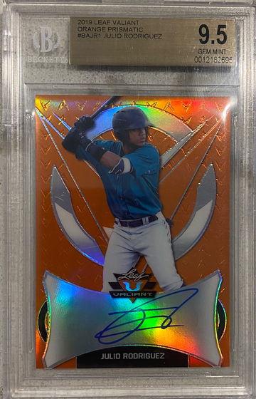 2019 Leaf Valiant  Orange Prismatic Julio Rodriguez RC Auto BGS 9.5/10