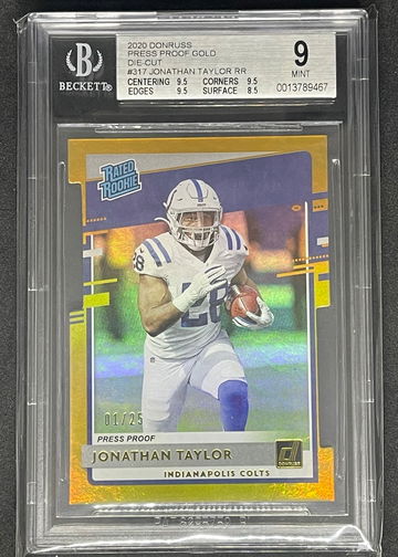 2020 Donruss Jonathan Taylor Press Proof Golf /25 BGS 9