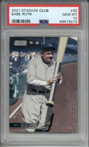 2021 TOPPS STADIUM CLUB #32 BABE RUTH CARD NEW YORK YANKEES PSA 10 LOW POP