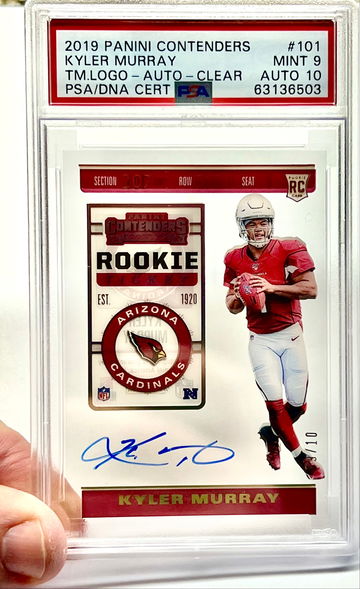 2019 Kyler Murray Panini Contenders Team Logo Auto Autograph Clear PSA 10 GEM MINT PSA 9 MINT Rookie Card RC