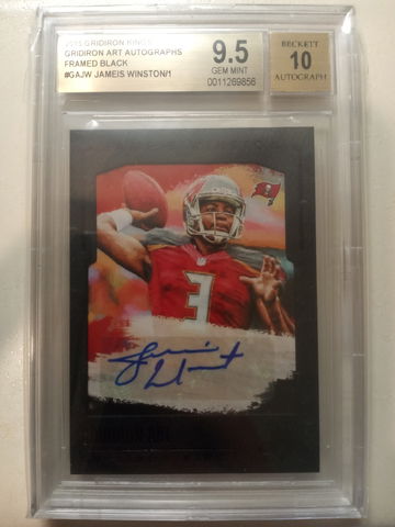 2015 GRIDIRON KINGS BLACK SSP RC 1/1 JAMEIS WINSTON  AUTO BGS 9.5/10 Saints QB 