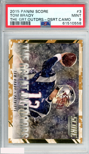 2015 PANINI SCORE THE GREAT OUTDOORS TOM BRADY #3 DESERT CAMO PSA 9 MINT