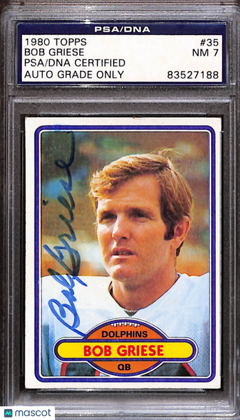 1980 Topps Bob Griese #35 [Base] Base Set PSA A Auto 7