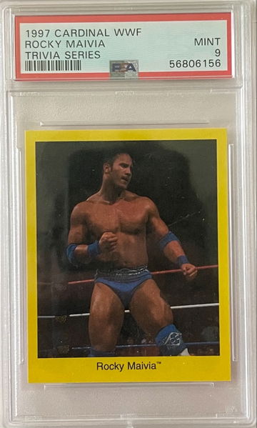 1997 Cardinal WWF Rocky Maivia Dwayne The Rock Johnson Trivia Series PSA 9