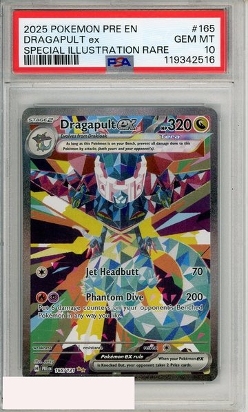 2025 POKEMON PRE EN-PRISMATIC EVOLUTIONS DRAGAPULT EX #165 SIR PSA 10 GEM MT