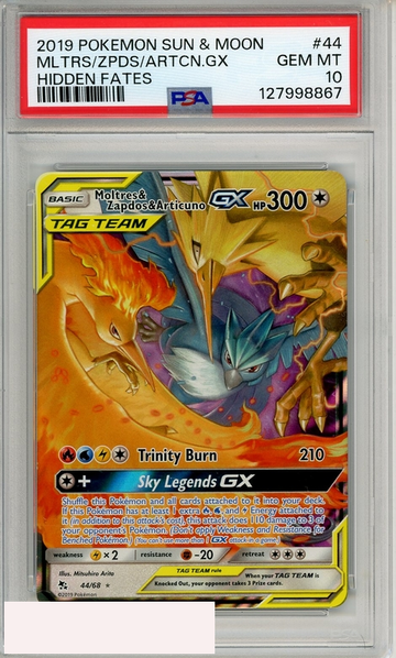 2019 POKEMON SUN MOON HIDDEN FATES MLTRS ZPDS ARTCN GX #44 PSA 10 GEM MT