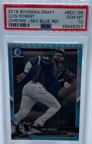 2018 Bowman Draft Luis Robert Chrome Sky Blue Refractor PSA 10 GEM MINT