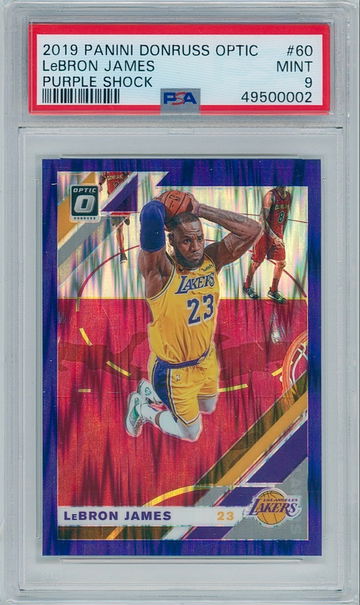 2019 Donruss Optic #60 Lebron James - Purple Shock (Prizm) PSA 9 | Lakers (NBA) Basketball 🏀