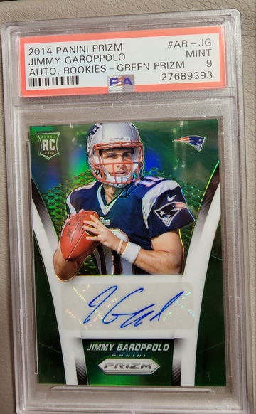 2014 Panini Prizm RC Jimmy Garoppolo Green Prizm Auto #/25  - PSA 9