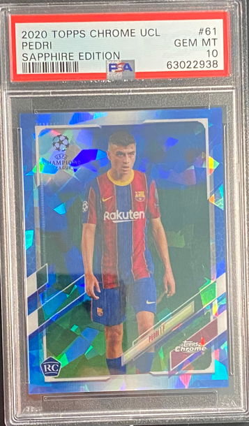 2020 Topps Chrome Sapphire UCL Pedri Rookie RC Barcelona PSA 10