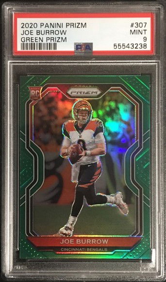 2020 Prizm - Joe Burrow - Green Prizm - Rookie - PSA 9