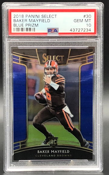 2018 Panini Prizm Blue #'d 156/175 Baker Mayfield #30 PSA 10 Gem Mint
