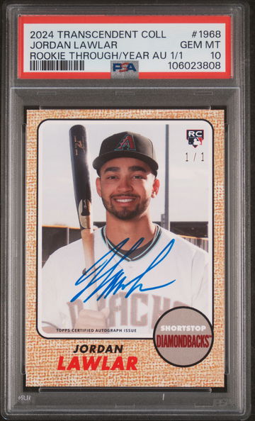 2024 Topps Transcendent Collection 2024 Rookie Through the Years Autographs 1/1 Jordan Lawlar #1968 PSA 10