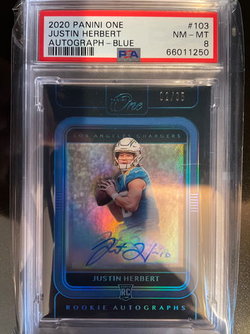 2020 Justin Herbert panini One auto blue 