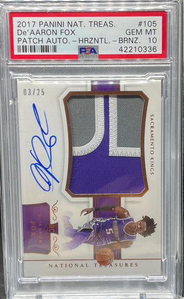 2017 National Treasures De’Aaron Fox Patch Auto Bronze /25