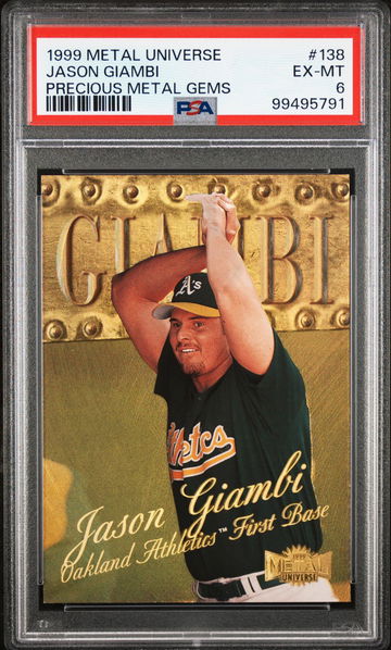 1999 Metal Universe Precious Metal Gems Jason Giambi #138 /50 /41 PSA 6