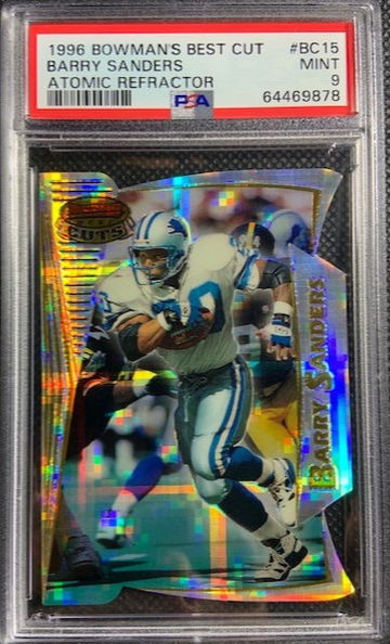 1996 Barry Sanders Bowman's Best Cut Atomic Refractor #BC15 PSA 9 MINT HOF Rare  Pop 13