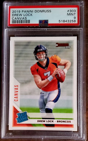 2019 DREW LOCK PANINI DONRUSS CANVAS RATED ROOKIE PSA 9 POP 39 Rookie RC #303 