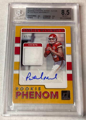 2017 Donruss Patrick Mahomes Rookie Phenom Jersey Autos /99 BGS 8.5/Auto 10
