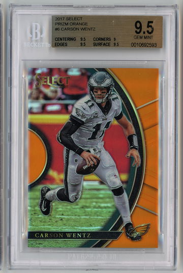 2017 Select Prizm Orange /49 Carson Wentz BGS 9.5