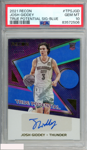 2021 PANINI RECON TRUE POTENTIAL SIGNATURE JOSH GIDDEY BLUE 44 OF 49 RC PSA 10